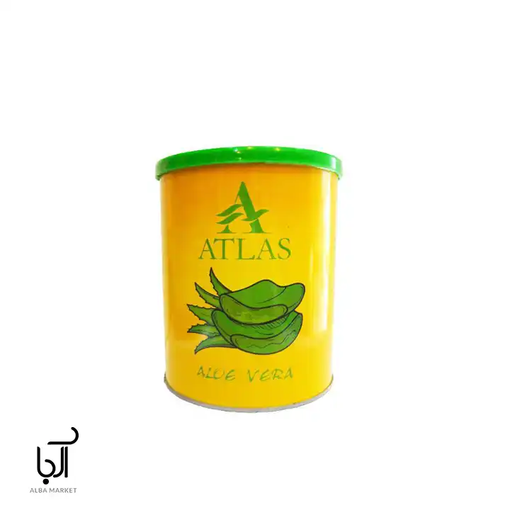 موم دائم کنسروی اطلس مدل آلوئه‌ورا حجم ۷۰۰ گرم مناسب اپیلاسیون