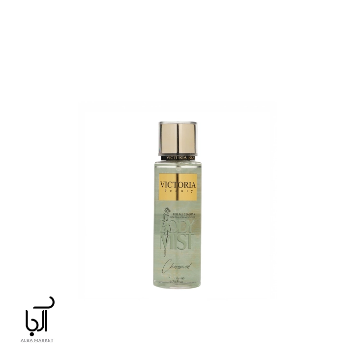 بادی میست زنانه ویکتوریا بیوتی مدل چارمد، اسپری خوشبوکننده بدن با رایحه ملایم و جذاب